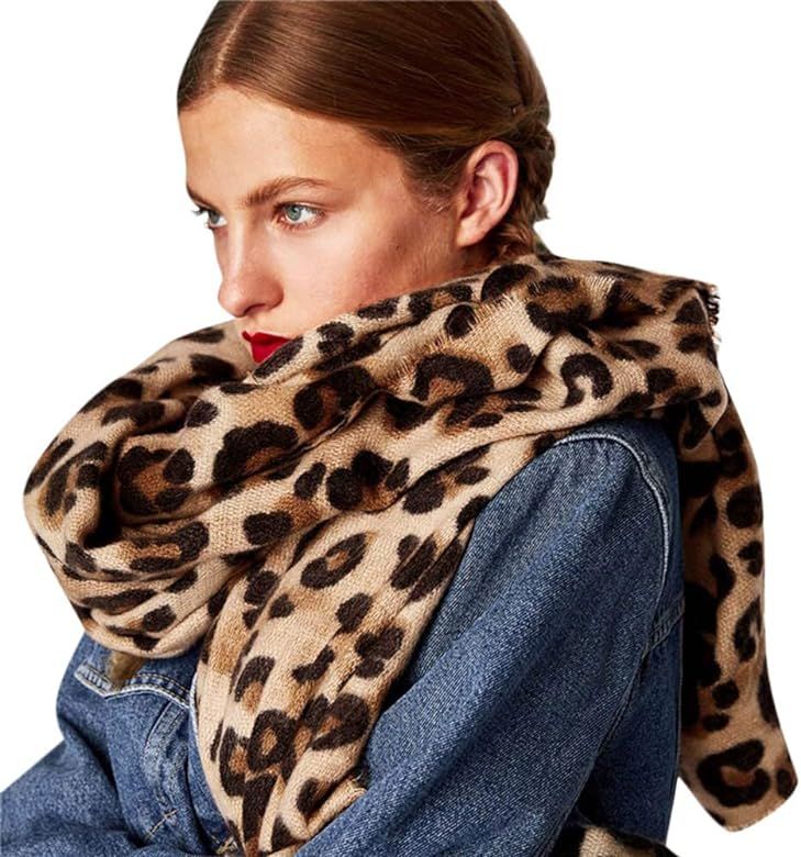 Leopard Printed Scarf Women Blanket Scarf Warm Pashmina Scarfs | Amazon (US)