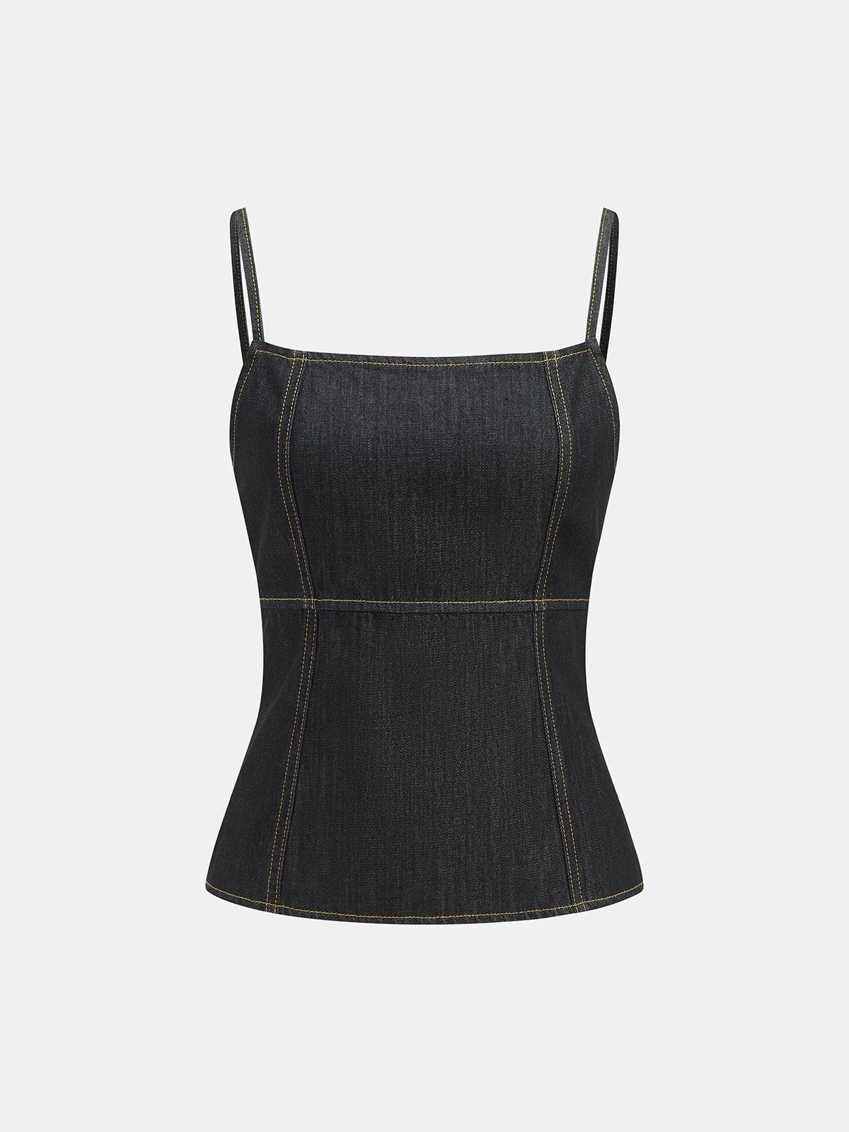 Contrast Stitch Denim Cami Top | Commense