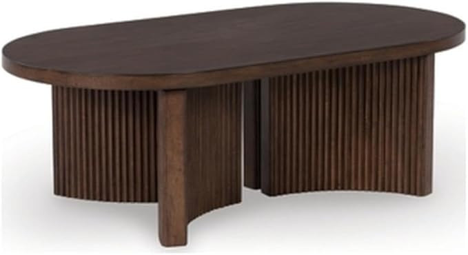 Signature Design by Ashley Korestone Mid-Century Modern Coffee Table with Reeded Double Pedestal ... | Amazon (US)