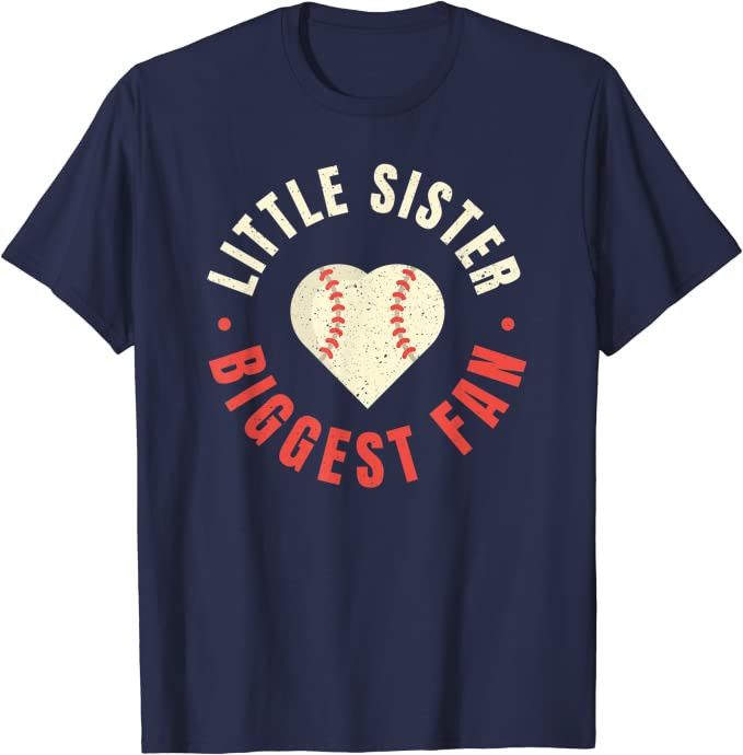 Baseball Sister Women's Little Sister Biggest Fan Tee Ball T-Shirt | Amazon (US)