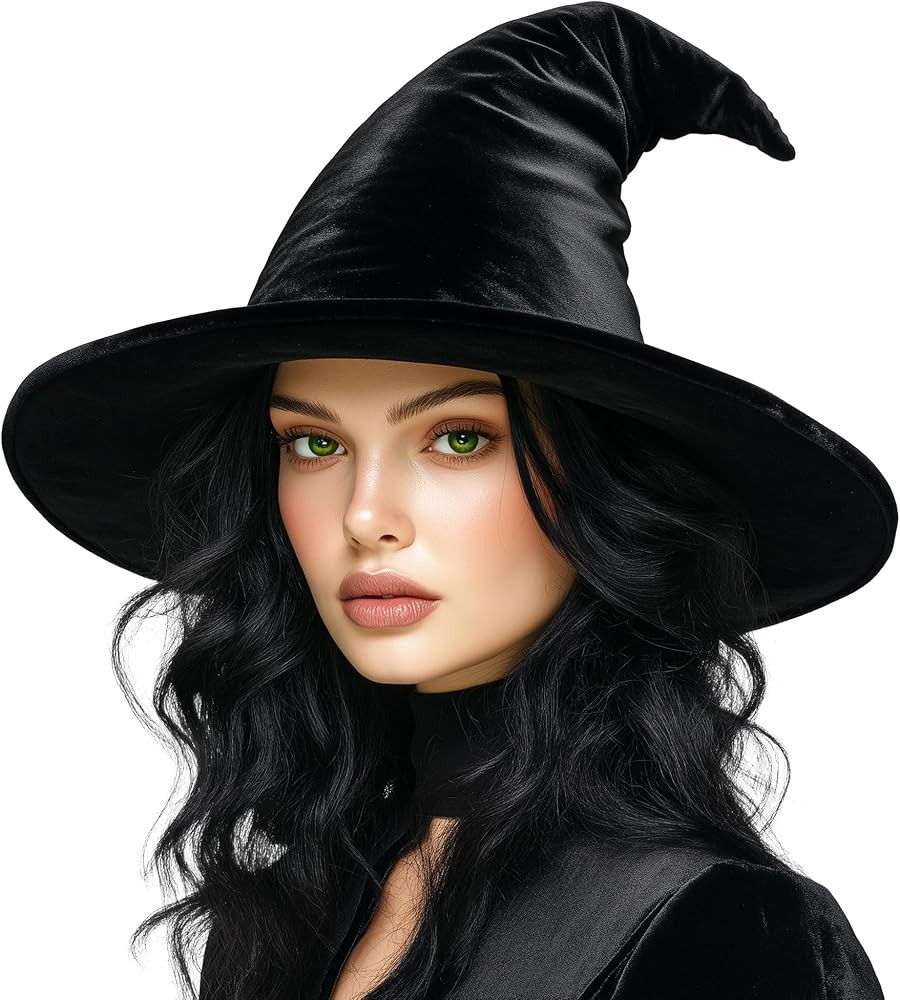 Witch Hat, 16IN Velvet Wizard Hat for Adults and Teens Novelty Cosplay Accessories for Halloween ... | Amazon (US)