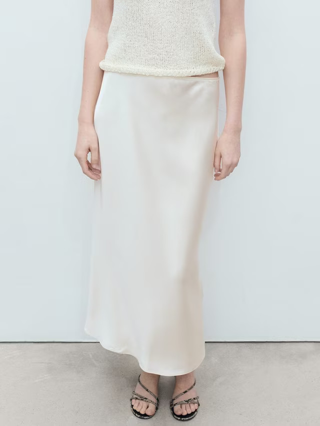 Mango Mia Satin Midi Skirt | John Lewis (UK)