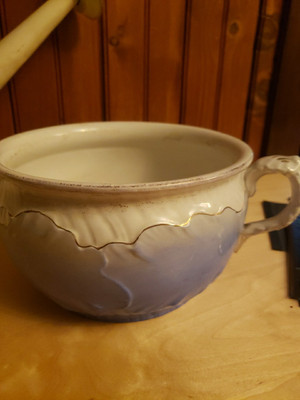 Vintage Large Chamber Pot.  Blue W/ Gold Trim. Large.   Decor/ Vase/  Soup Bowl. | eBay US