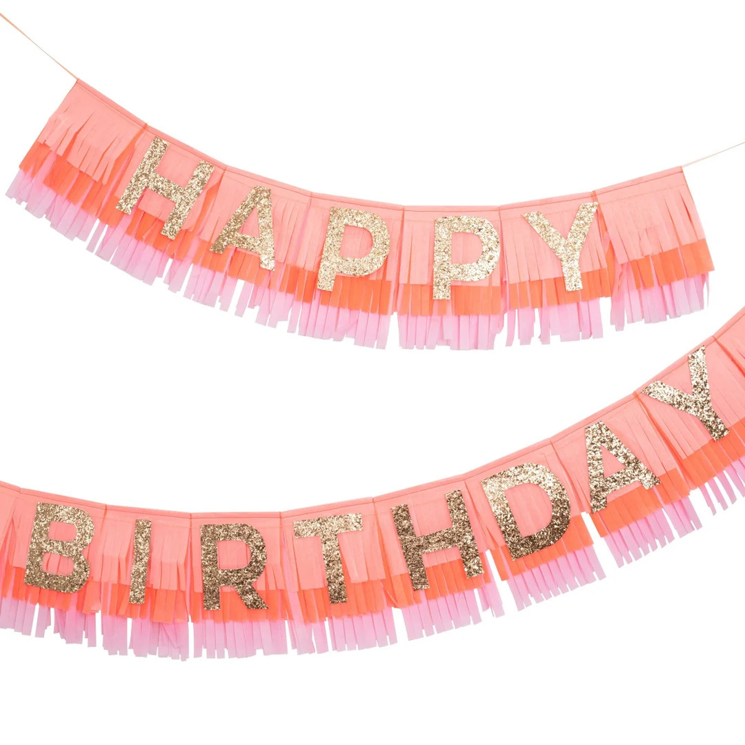 Pink Happy Birthday Fringe Garland | Etsy (US)