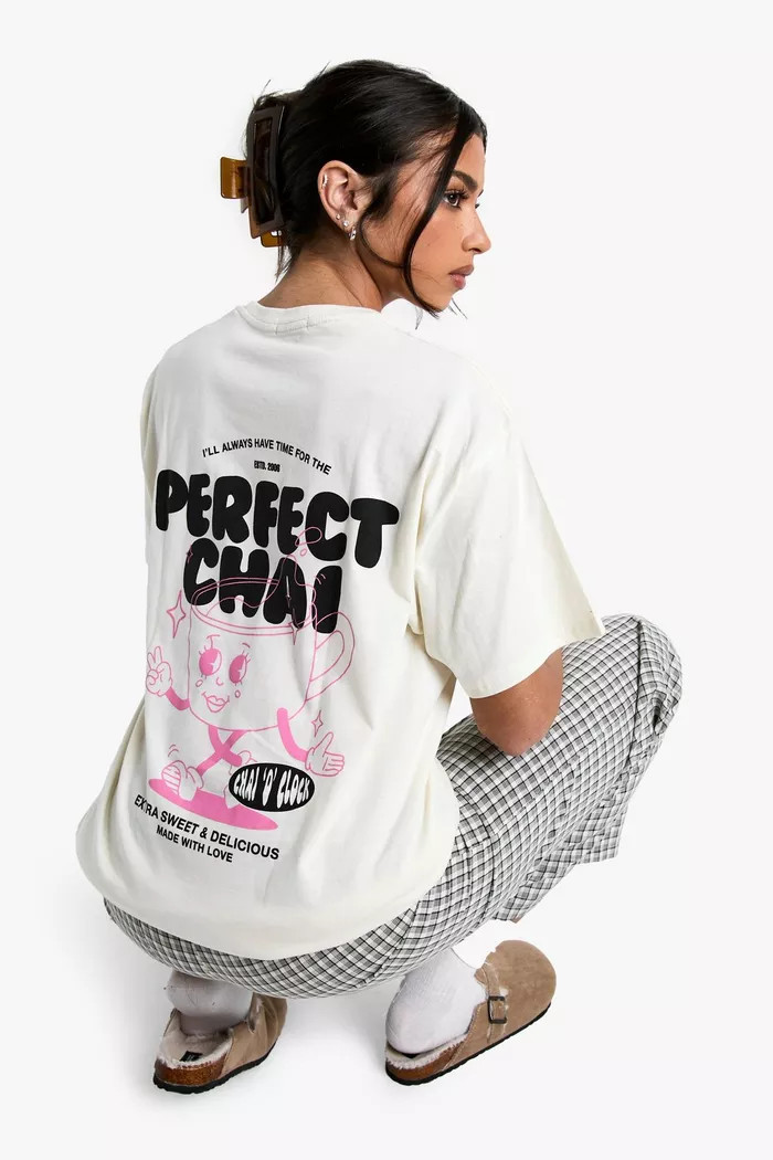 Perfect Chai Slogan Oversized T-shirt | Boohoo.com (UK & IE)