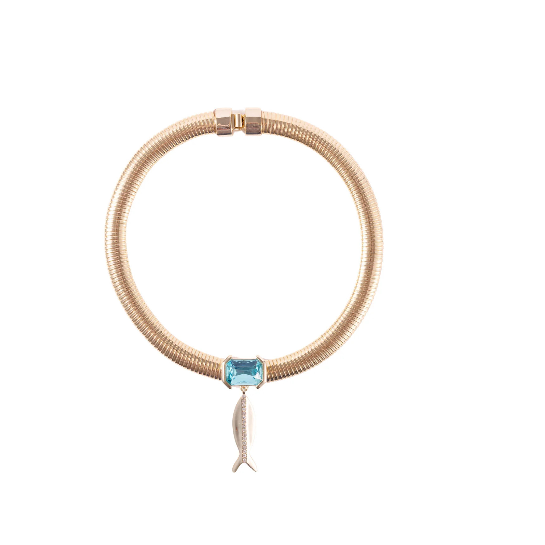 Paula Collar | Gold and Blue Stone Collar Necklace | Mignonne Gavigan