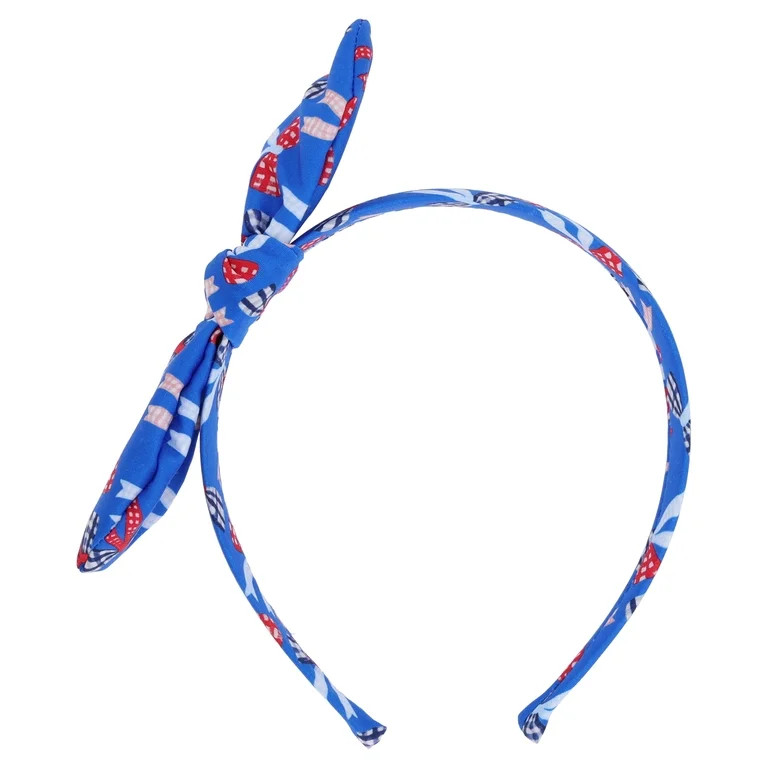 Gingham Bows Fabric Covered Headband, Red/White/Blue, Patriotic by Way To Celebrate | Walmart (US)