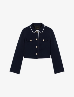 Contrast-Trim Cropped Cotton-Blend Jacket | Selfridges