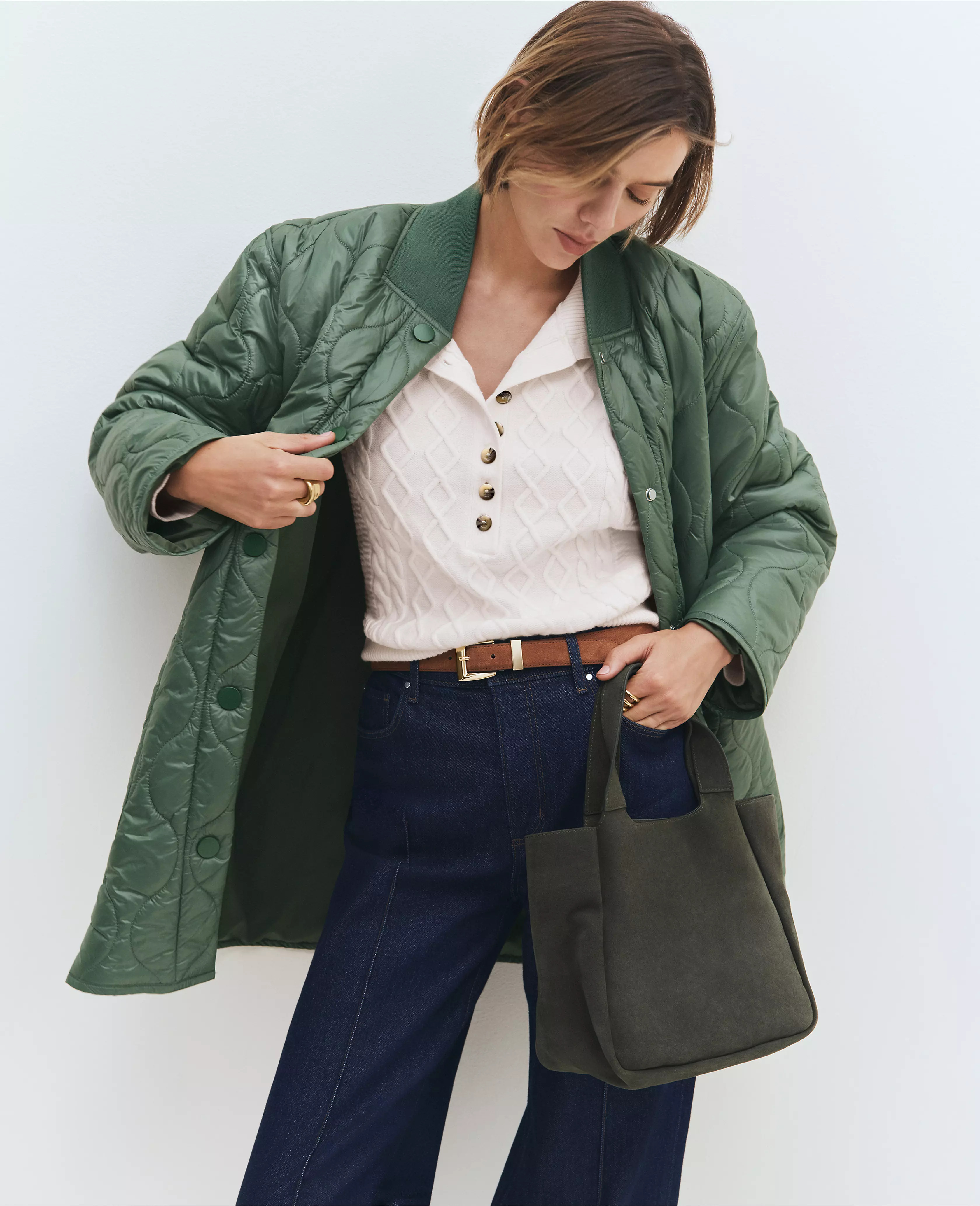 Varsity Collar Quilted Jacket | Ann Taylor