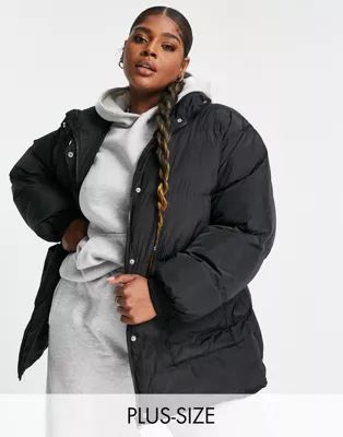 COLLUSION Plus belted puffer jacket in black | ASOS (Global)