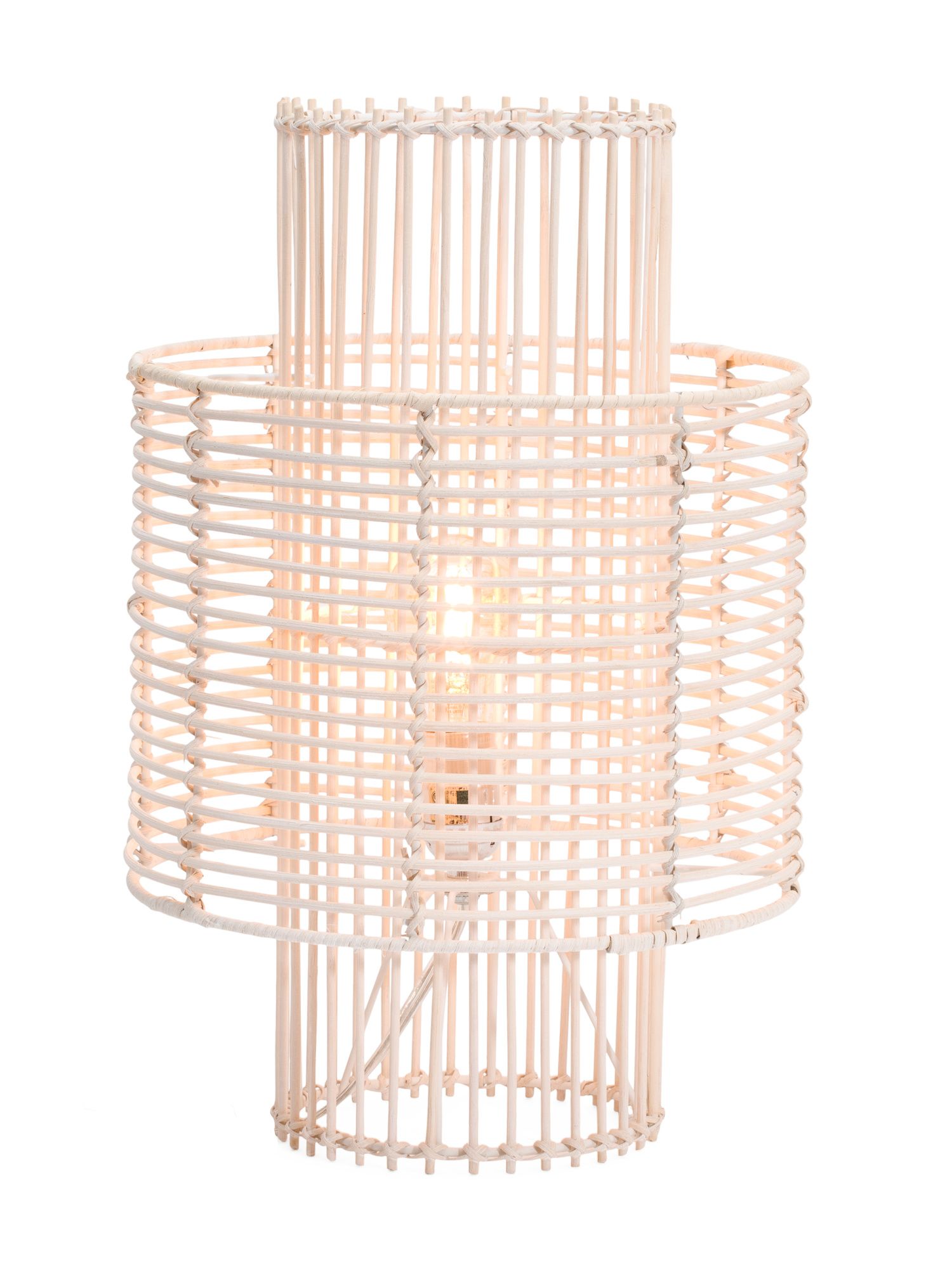 18in White Washed Rattan Lamp | Marshalls