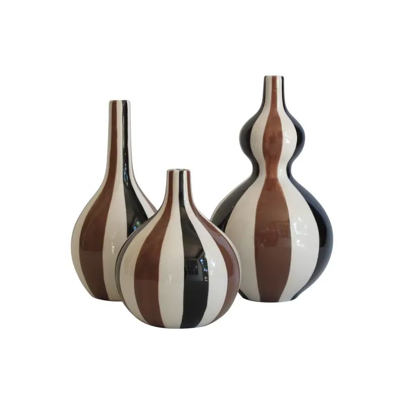 Jonathan Adler Striped Vase Collection- Set of 3 | Chairish