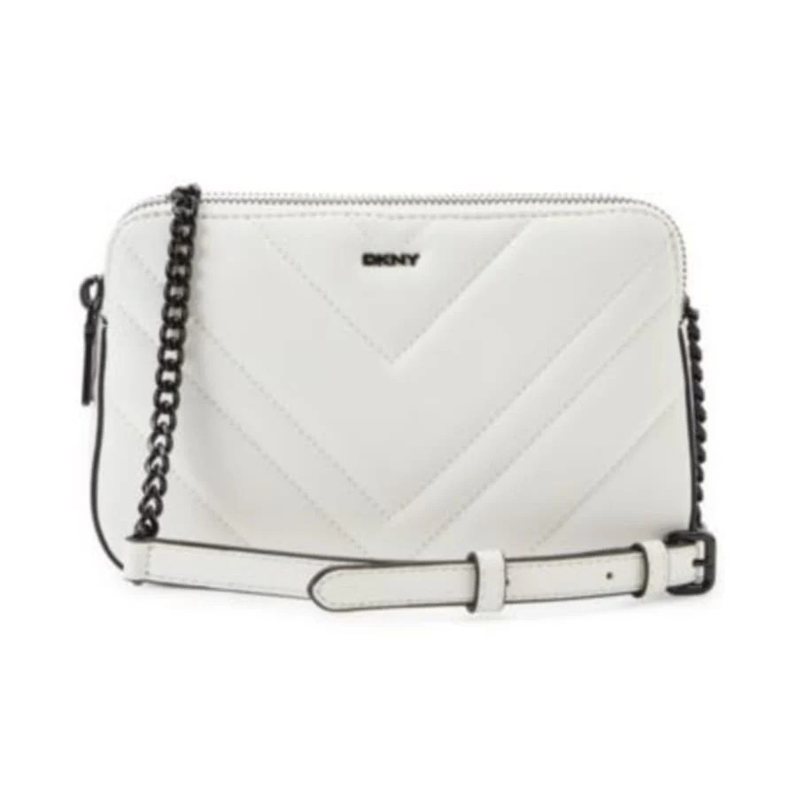 DKNY Vivian Double Zip White Leather Women's Crossbody Bag R13EBG29GI7 | Shop Simon