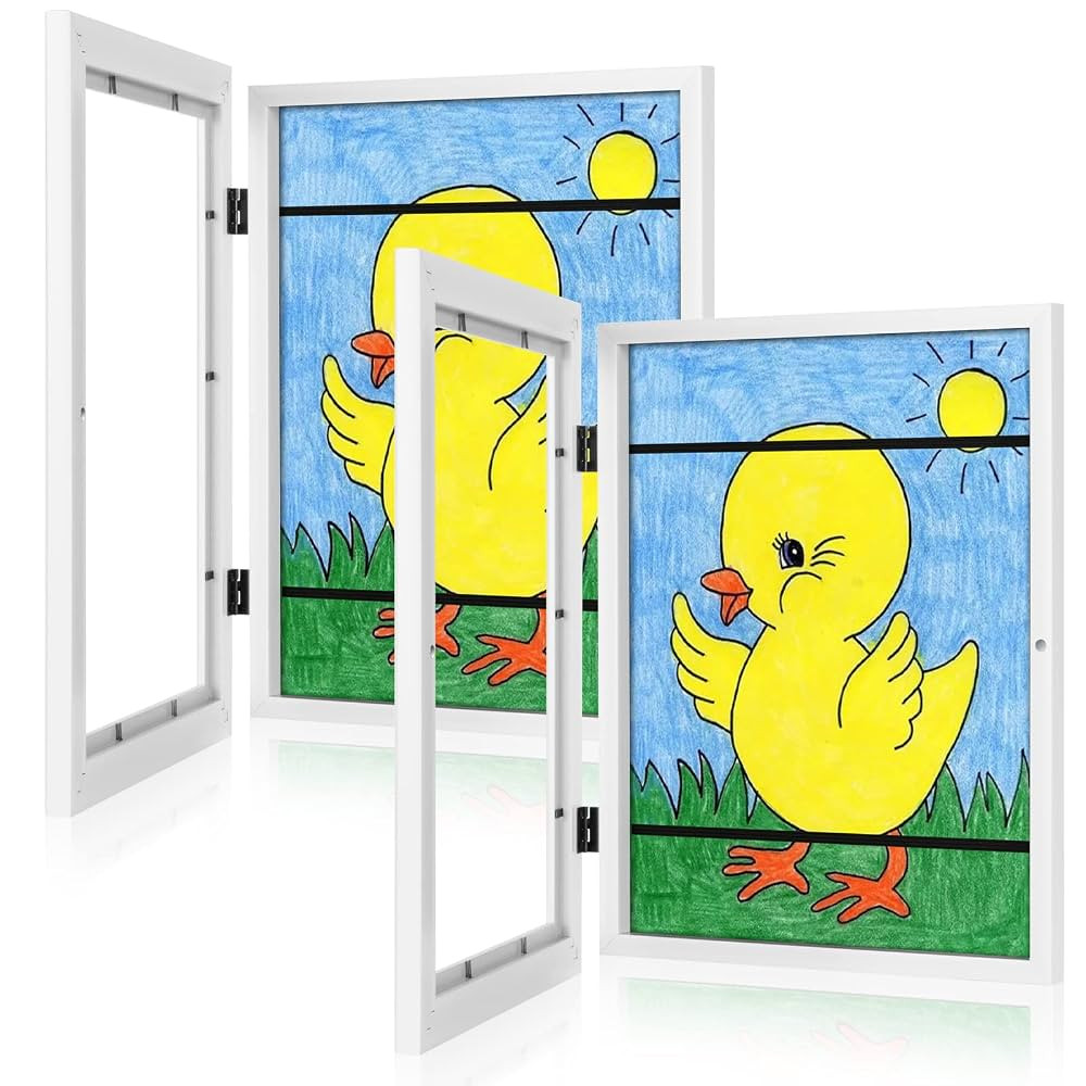 [2-Pack] Kids Art Frames, 8.5x11 Front Opening Kids Artwork Frames Changeable, White Artwork Disp... | Amazon (US)