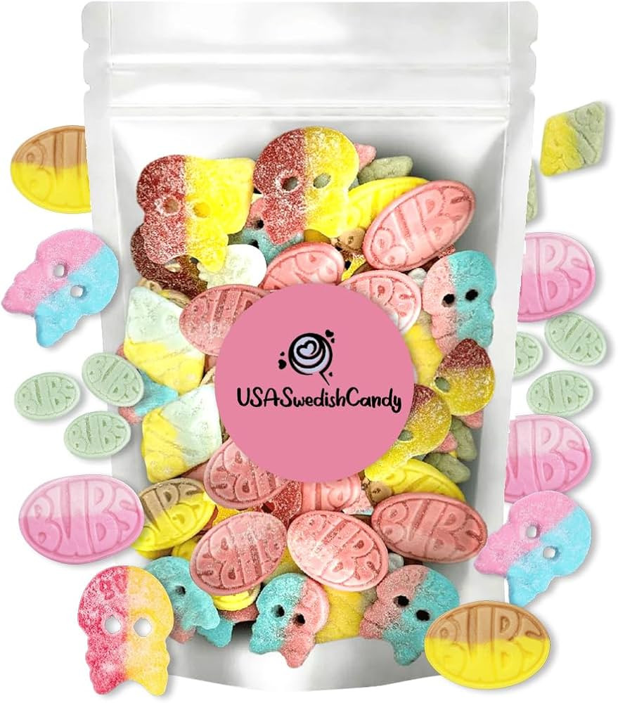 Bubs Swedish Candy Mix (1/2 Pound) - Ovals, Skulls, and Tutti Frutti, Sweet and Sour Swedish Gumm... | Amazon (US)