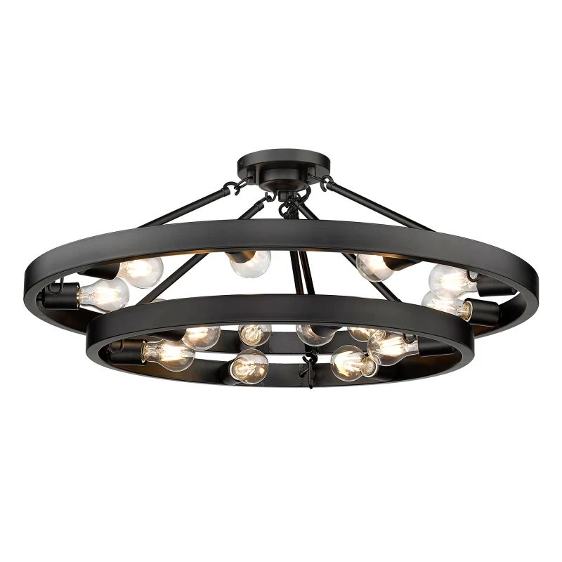 Golden Lighting 1019-96SF Castile 15 Light 32" Wide Semi-Flush Ceiling Fixture Matte Black Indoor Li | Build.com, Inc.