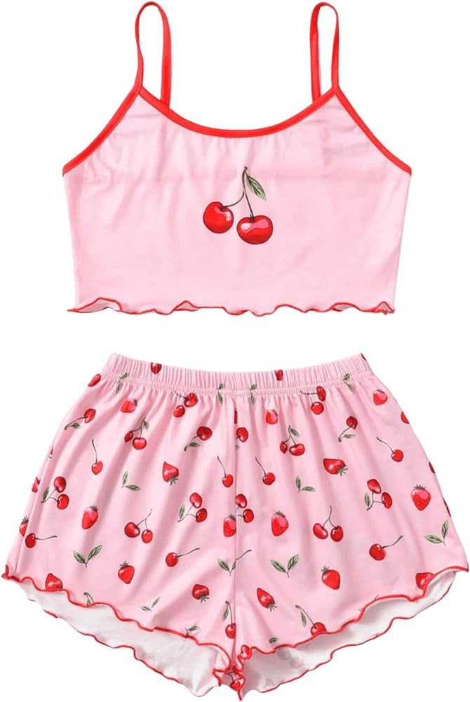 SweatyRocks Women's Summer Cute Printed Cami Top and Shorts Pajamas Set Sleepwear | Amazon (US)
