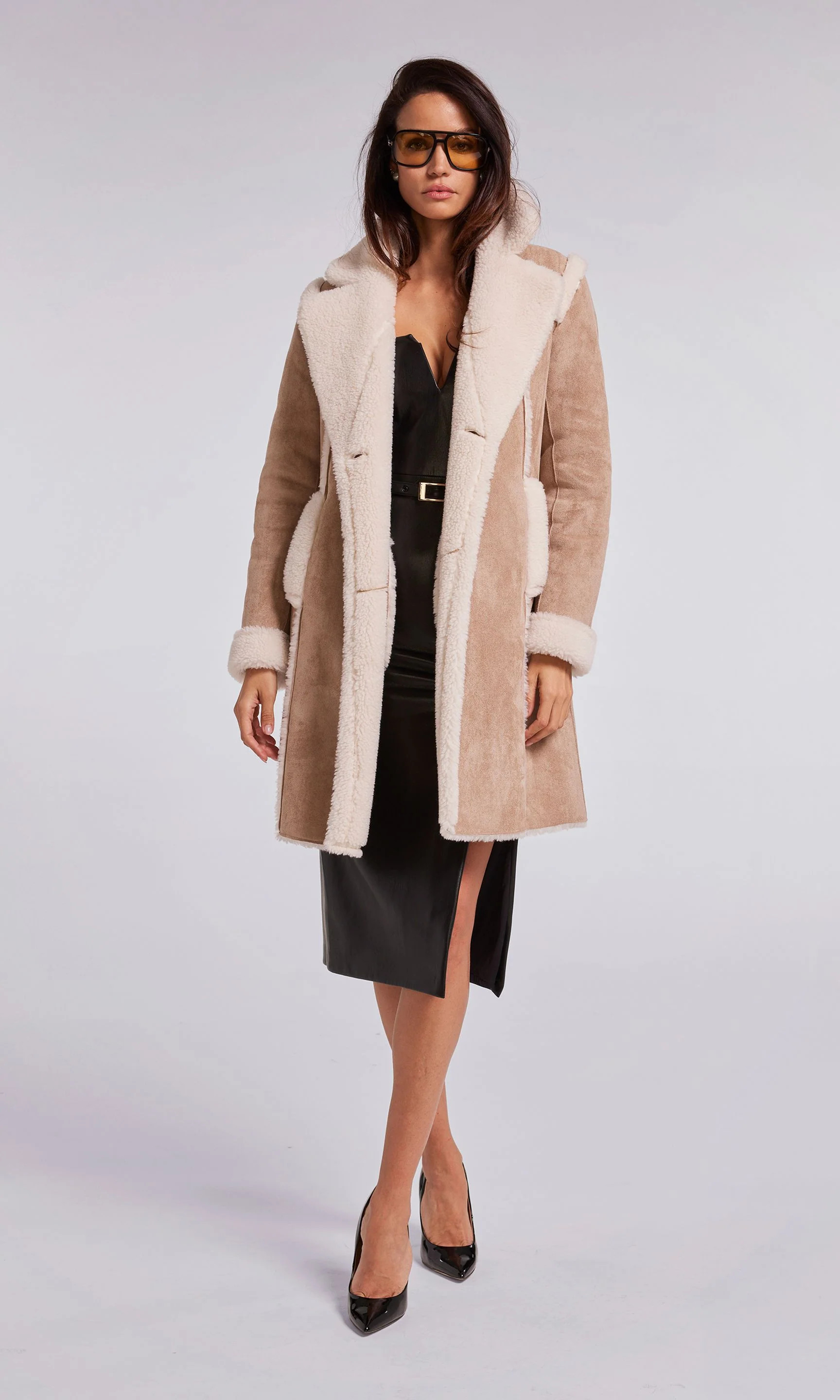 Scottie Faux Suede Shearling Coat | Generation Love