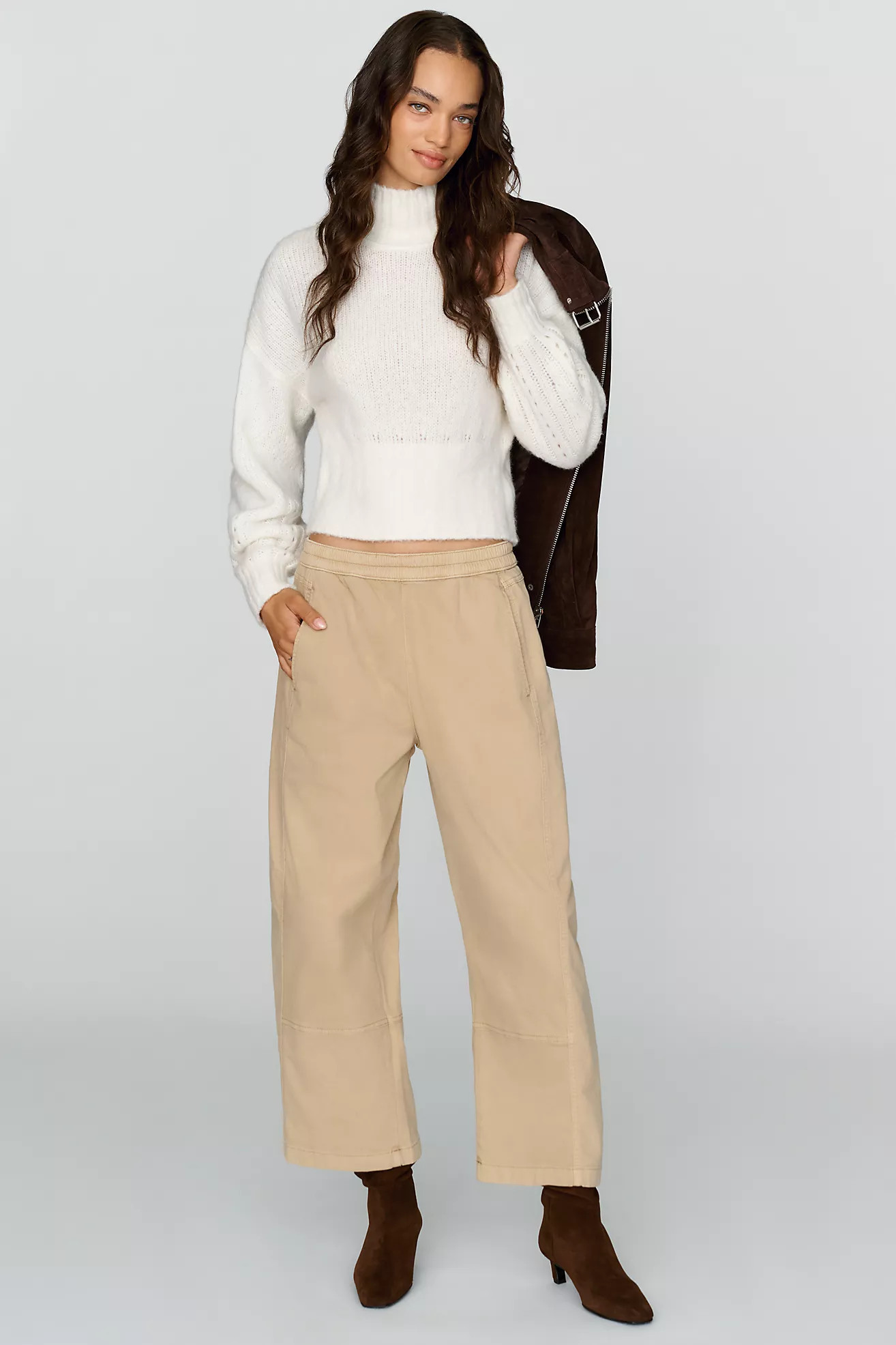 Pilcro Izzie Cropped Mid-Rise Barrel-Leg Pants | Anthropologie (US)