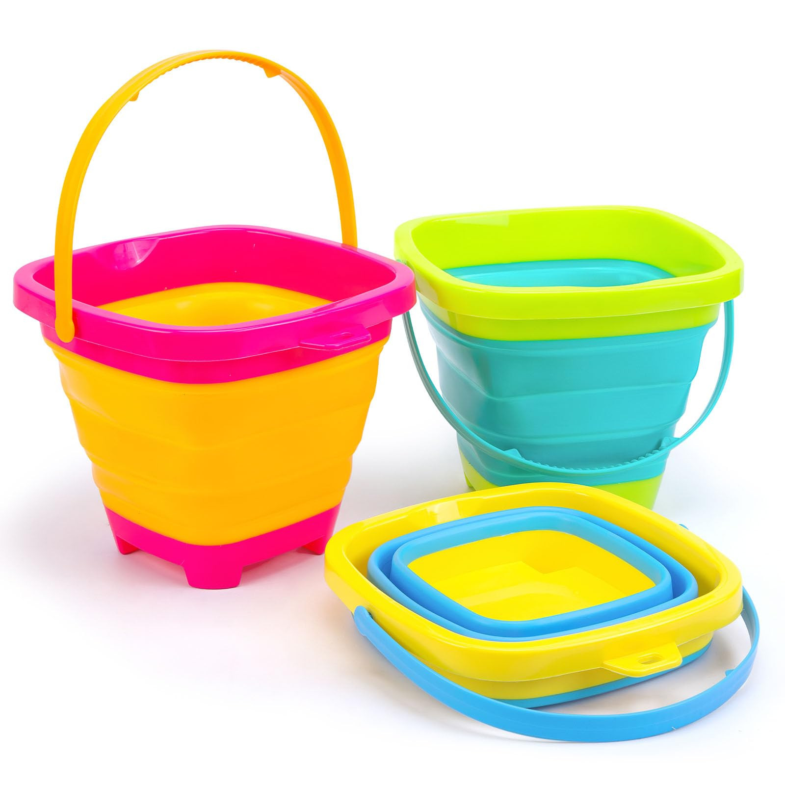 Shindel 3Packs Foldable Pail Bucket, 2L Silicone Collapsible Easter Buckets for Kids, Multi Purpo... | Amazon (US)