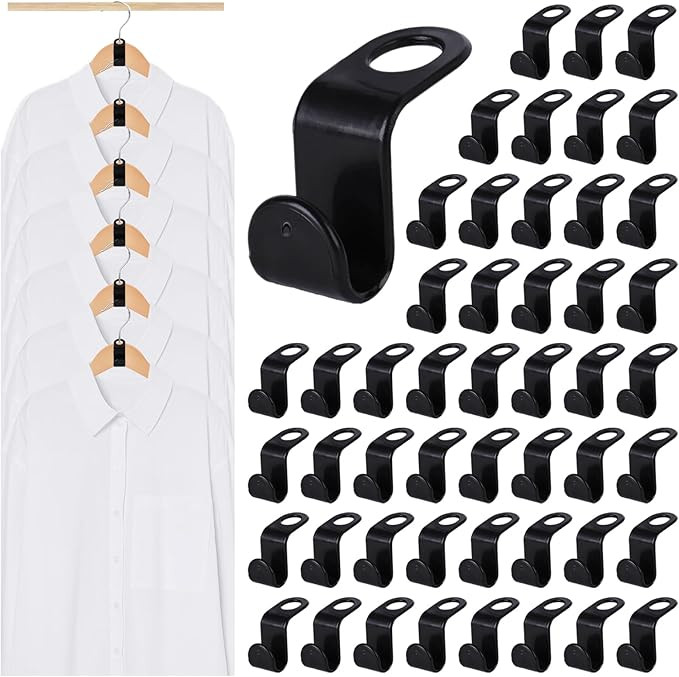 MCPINKY 50PCS Hanger Hooks, Clothes Connector Hooks Space Saving Cascading Hangers Black Closet O... | Amazon (US)