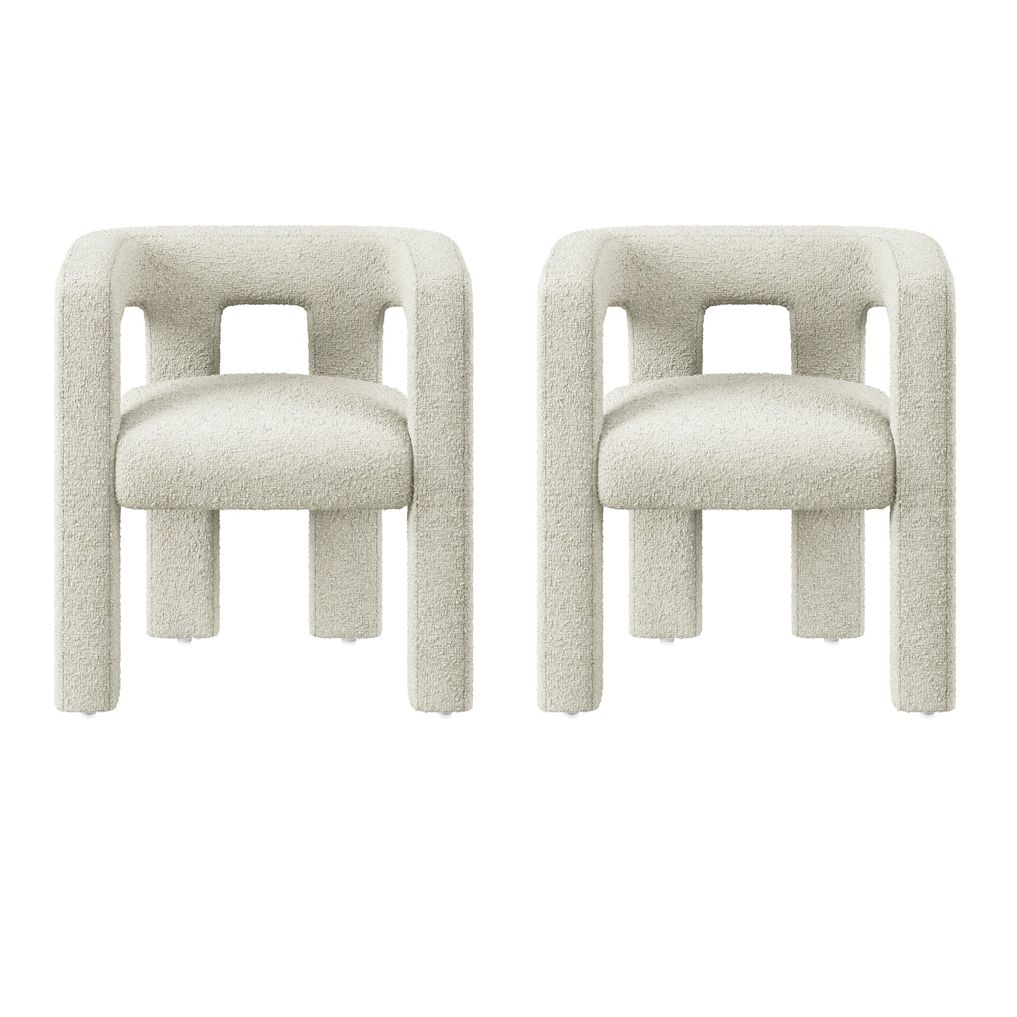 BELLEZE Modern Boucle Chairs Set of 2, Linen Dining Chairs with Barrel Sidearms and Back, Minimal... | Walmart (US)