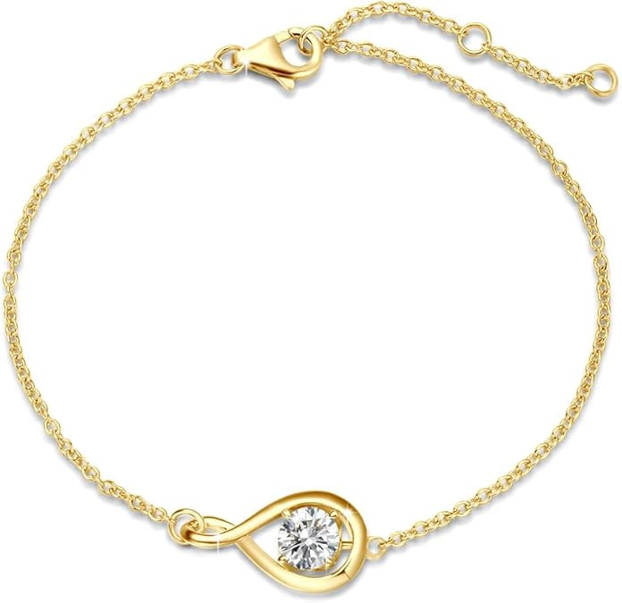 FANCIME Love Bracelet 925 Sterling Silver Infinity Birthstone Bracelets for Women Fine Jewelry Bi... | Amazon (US)