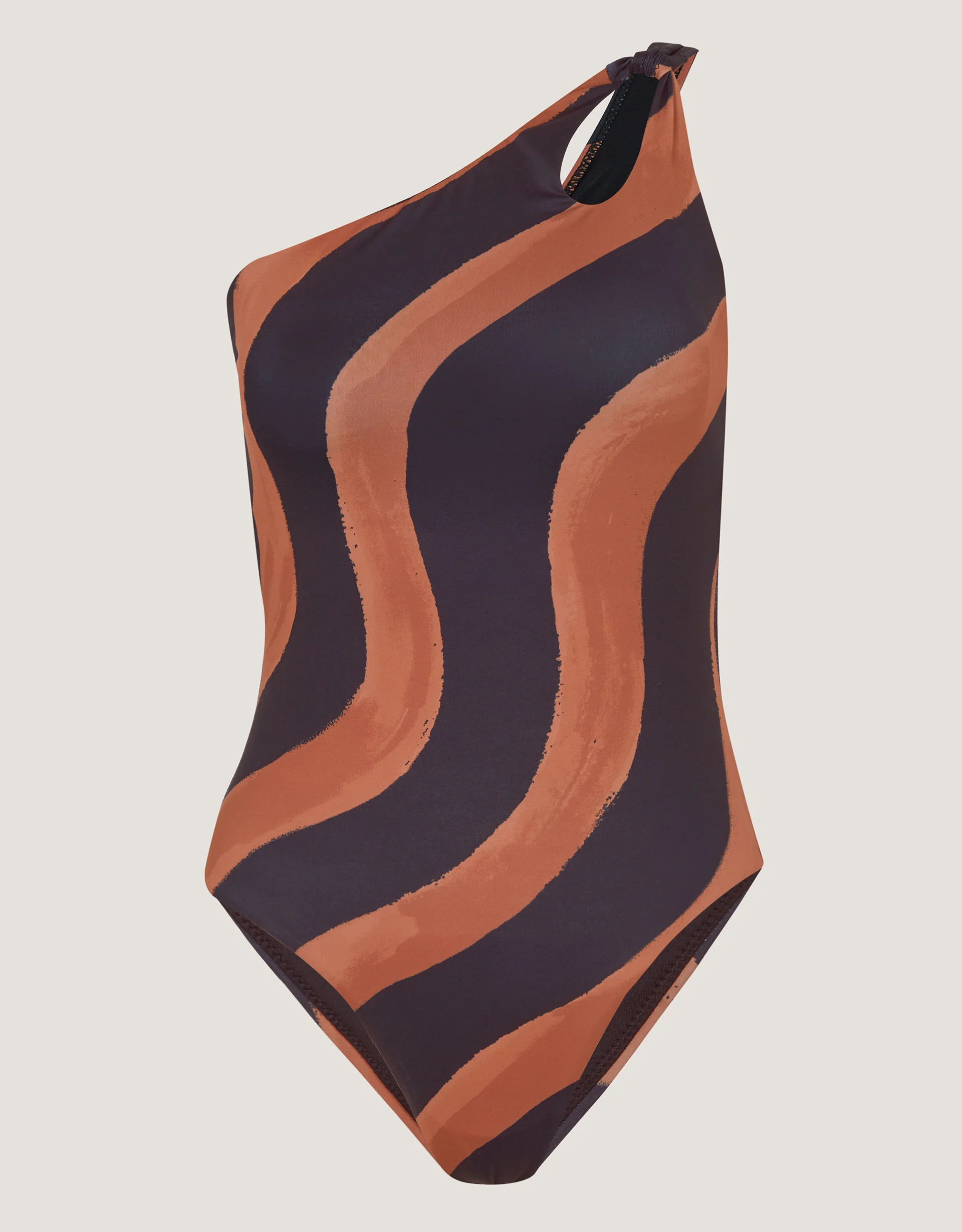 Callie Thorpe x Monsoon One-Shoulder Wave Print Shaping Swimsuit Black | Monsoon (UK)