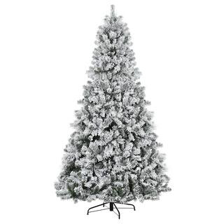 HOMCOM 7.5 ft. Pre-Lit LED Flocked Douglas Fir Artificial Christmas Tree with 550 Warm White Ligh... | The Home Depot