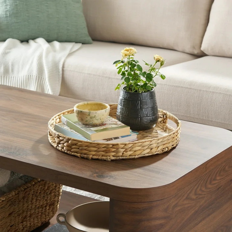 Better Homes & Gardens Natural Water Hyacinth Round Decorative Tray, 16" | Walmart (US)