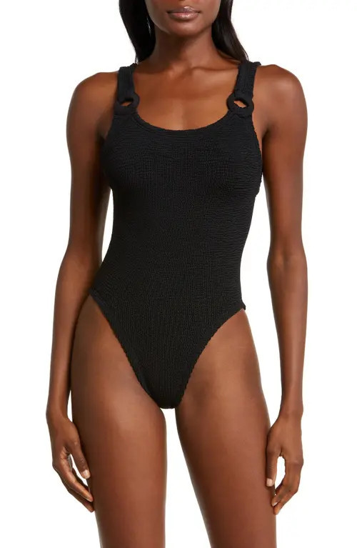 Hunza G Domino Ring Hardware One-Piece Swimsuit in Black at Nordstrom | Nordstrom