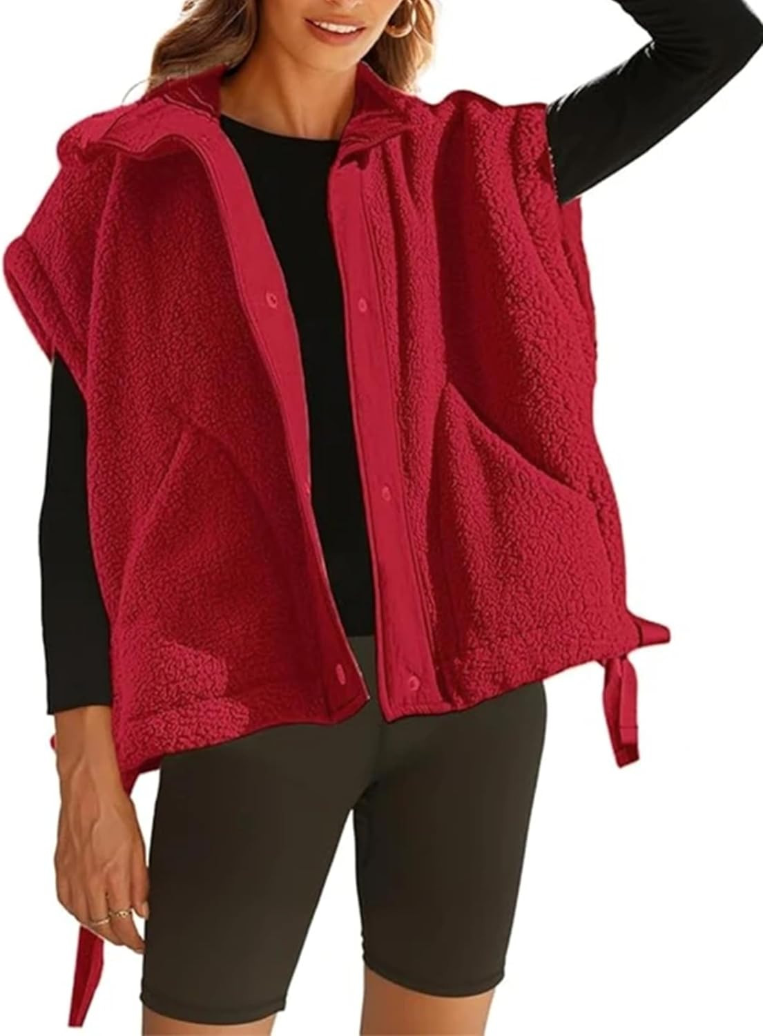 Women's Fuzzy Fleece Vest Sleeveless Sherpa Jacket | Amazon (US)