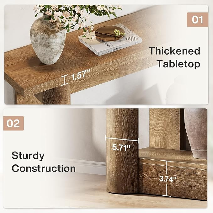 Tribesigns 63-Inch Farmhouse Console Table, 2-Tier Storage Sofa Table Behind The Couch, Narrow Lo... | Amazon (US)
