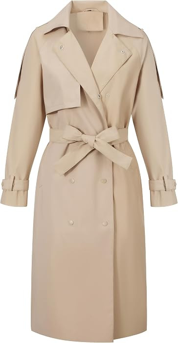 Bellivera Women's Classic Long Windproof Trench Coat With Belted Waist | Amazon (US)