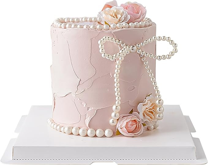 Ercadio 1 Pack Pearl Bow knot Cake Toppers Pearl Chain Cake Picks Pear Cake Decoration Toppers fo... | Amazon (US)