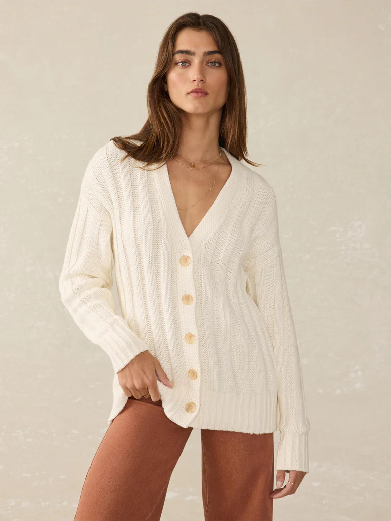 Sunwashed Cotton Laidback Cardigan - Egret | Faherty