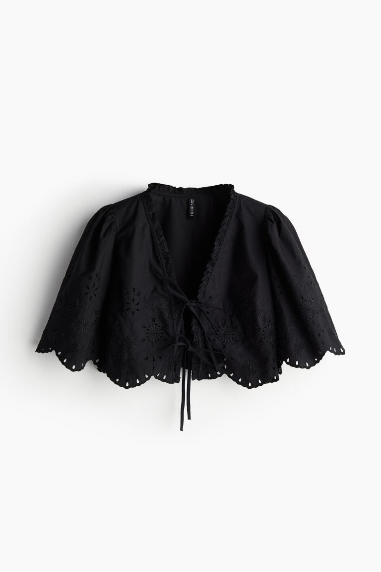 Cropped Blouse with Eyelet Embroidery | H&M (US + CA)