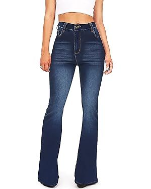 KDF Flare Jeans for Women Womens Bootcut Bell Bottom Jeans High Waisted Stretch Slimming Bell Bot... | Amazon (US)