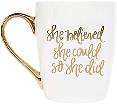 Sweet Water Decor Cute Coffee Mugs with Golden Handle | Girly Make Up & Mascara 16oz China Coffee... | Amazon (US)