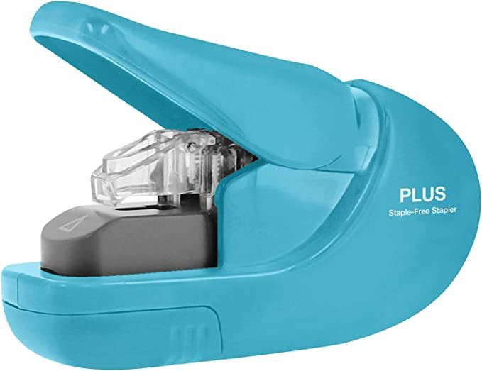 PLUS Paper Clinch Compact Staple Free Staple Blue Turquoise | Amazon (US)