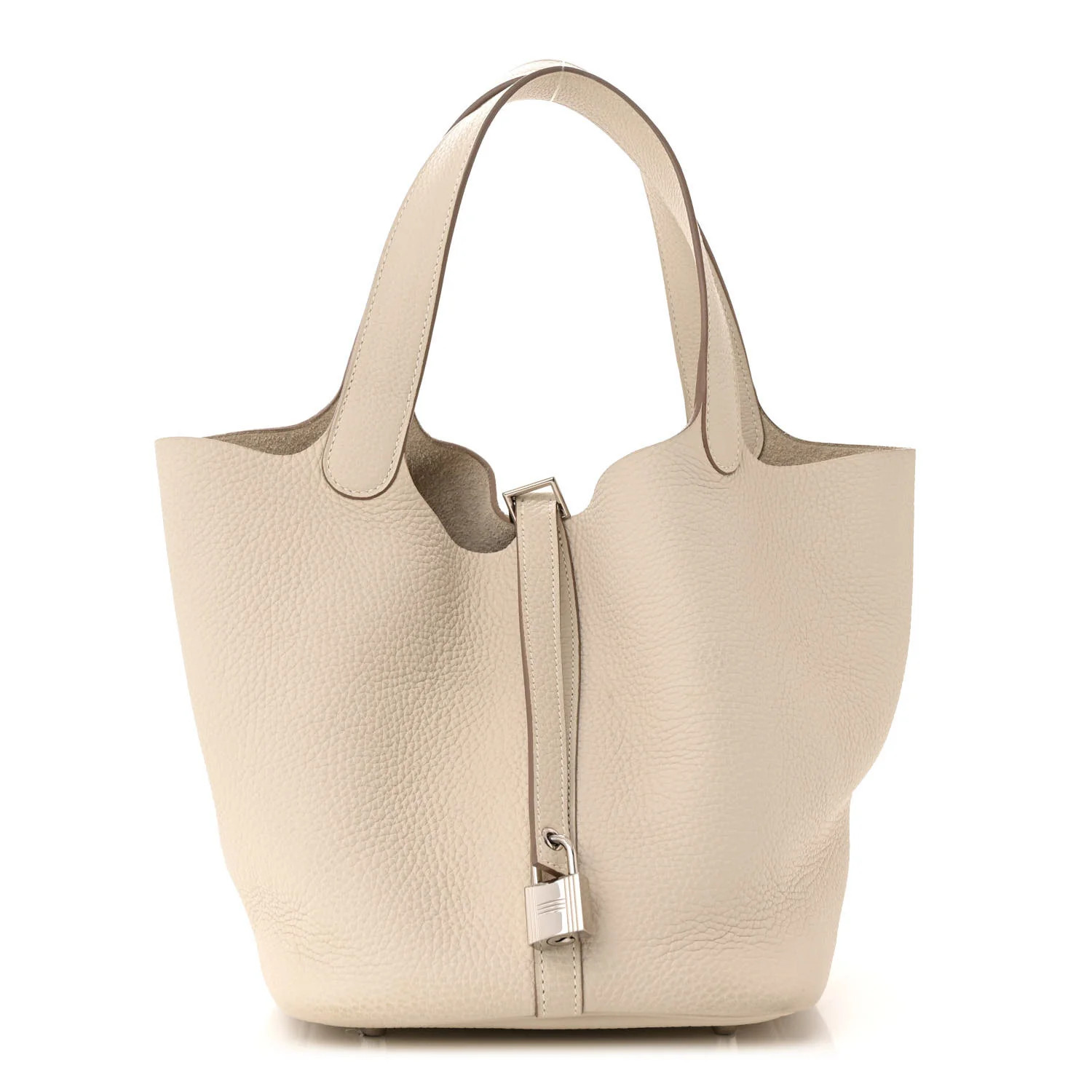 Taurillon Clemence Picotin Lock 22 MM Craie | FASHIONPHILE (US)