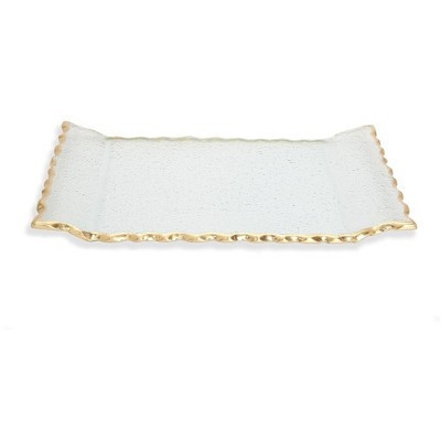 Classic Touch Glass Oblong Tray with Gold Edge 11"L 6.5"W | Target