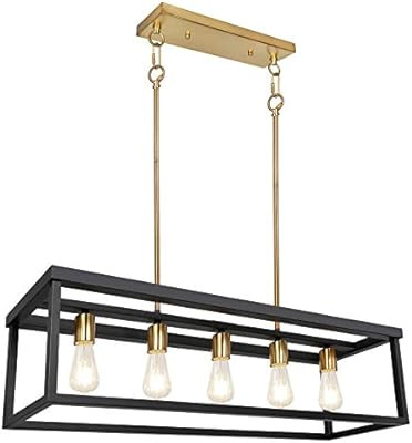 5-Light Kitchen Island Pendant Lighting, LED Bulbs Included, Industrial Dining Room Light Fixture... | Amazon (US)