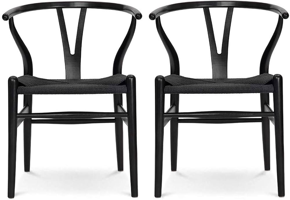Amazon.com: VODUR Wishbone Chair Natural Solid Wood Dining Chair/Hans Vegner Y Chair Rattan and W... | Amazon (US)