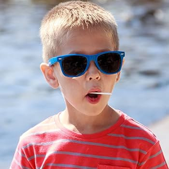 8 Pack Kids Neon Colors Party Favor Supplies Unisex Sunglasses, Blue | Amazon (US)