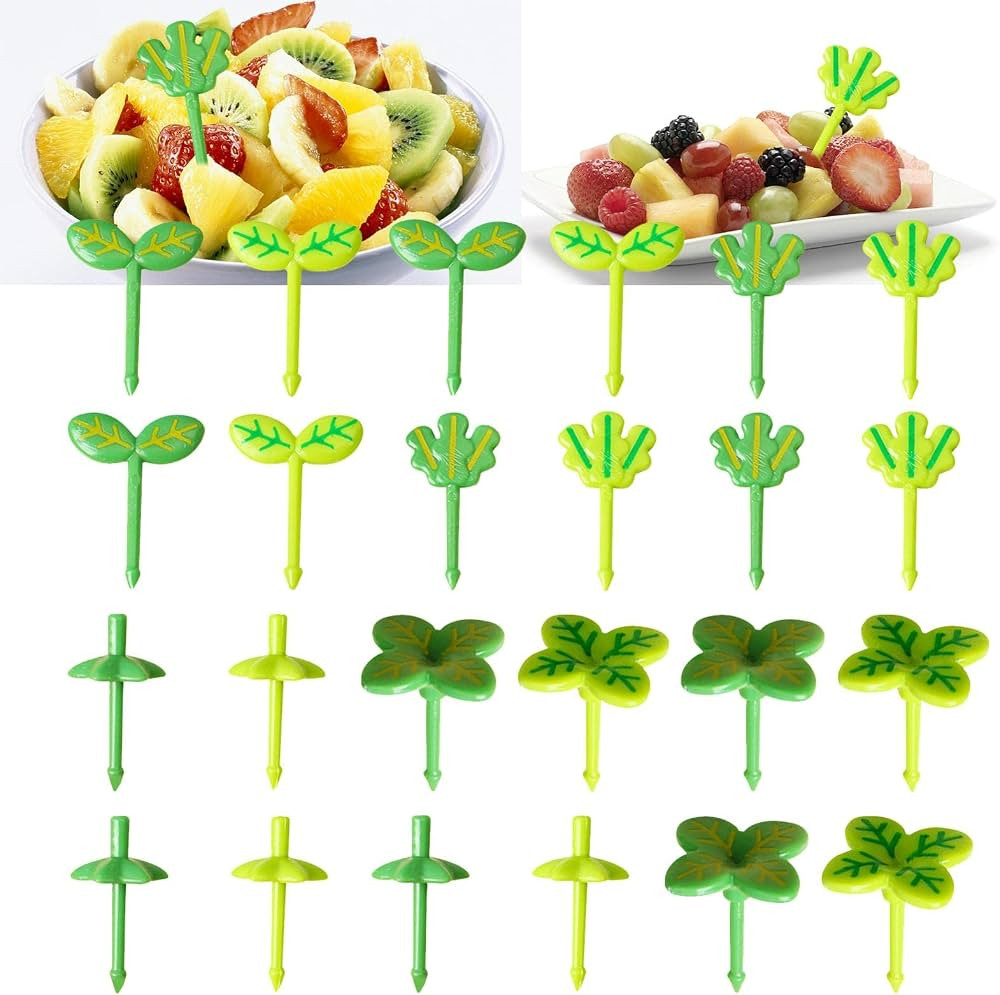 24PCS Food Picks for Kids, Reusable Kids Cute Cartoon Fun Bento Box Salad Small Leaf Home Fruit S... | Amazon (US)