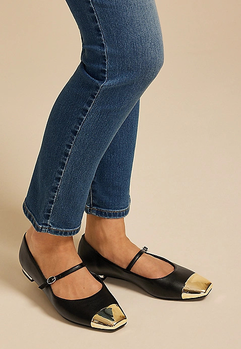 SuperCush Gold Cap Toe Mary Jane Ballet Flats | Maurices