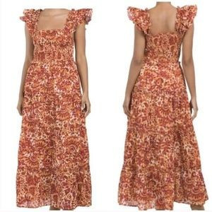 NWT House of Harlow 1960 Zoey Orange Floral Tiered Smocked Maxi Dress | Poshmark