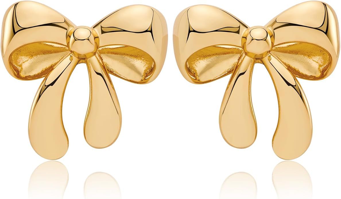 NEPULOY Gold Bow Earrings for Women Bow Stud Earrings Cute Dangle Drop Earrings Trendy Jewelry Gi... | Amazon (US)