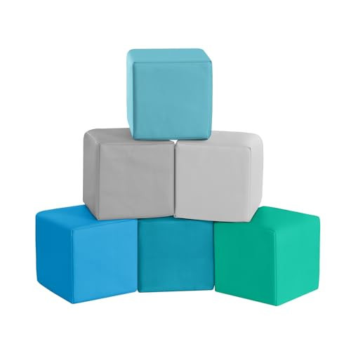 Foam Building Toys for Toddlers: 6-Pieces Waterproof PU Leather Soft Foam Blocks - Colorful Large Stacking Blocks - Early Learning Construction Toys Play Set for Kids Indoor Birthday Gift (Modern) | Amazon (US)